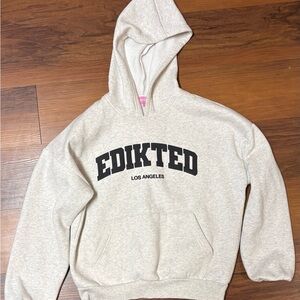 Edikted Cream Crewneck Hoodie with Black Logo